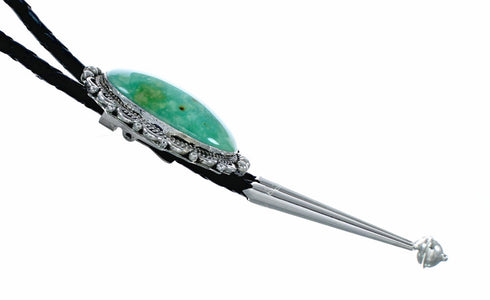 Navajo Sterling Silver American Indian Turquoise Bolo Tie NX12595