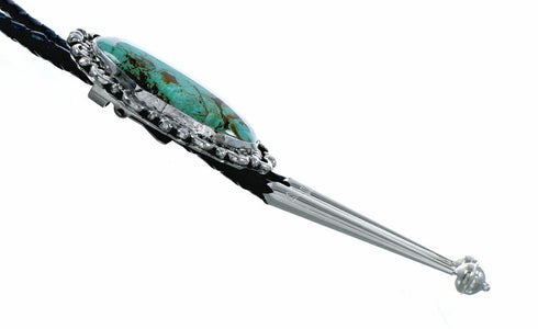 Navajo Sterling Silver American Indian Turquoise Bolo Tie NX12596