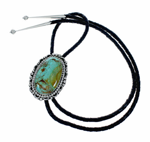 Navajo Sterling Silver American Indian Turquoise Bolo Tie NX12596
