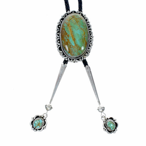 Unique Navajo Sterling Silver Turquoise Bolo Tie NX12597