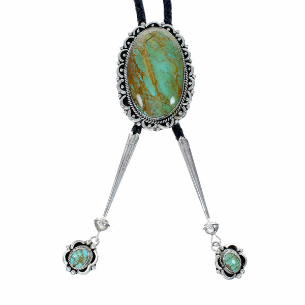 Unique Navajo Sterling Silver Turquoise Bolo Tie NX12597