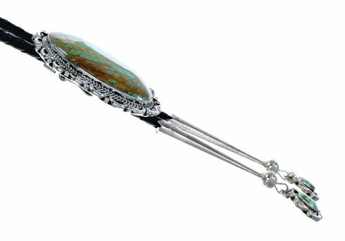Unique Navajo Sterling Silver Turquoise Bolo Tie NX12597