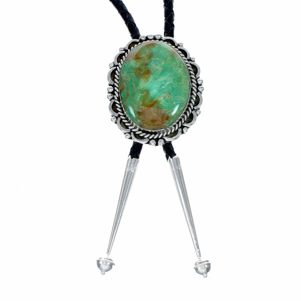 Genuine Navajo Sterling Silver Turquoise Bolo Tie NX12594