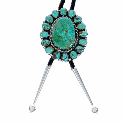 Navajo Sterling Silver Turquoise Bolo Tie NX12593