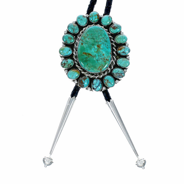 Navajo Sterling Silver Turquoise Bolo Tie NX12593