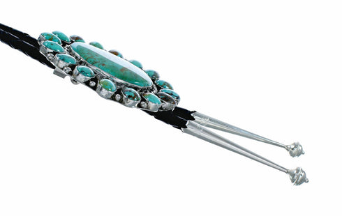Navajo Sterling Silver Turquoise Bolo Tie NX12593