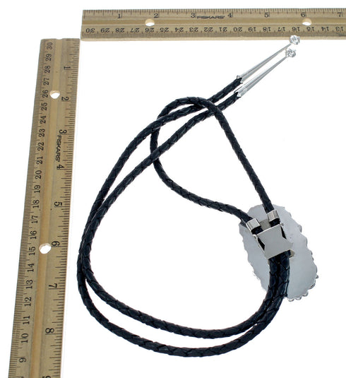 Navajo Native American Sterling Silver Amber Bolo Tie NX12585