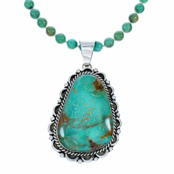 Native American Navajo Kingman Turquoise Sterling Silver Necklace NX12609