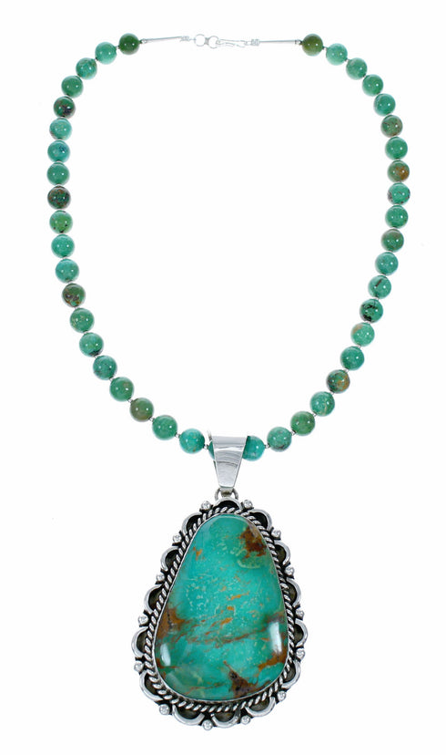 Native American Navajo Kingman Turquoise Sterling Silver Necklace NX12609