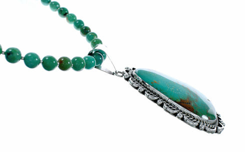 Native American Navajo Kingman Turquoise Sterling Silver Necklace NX12609