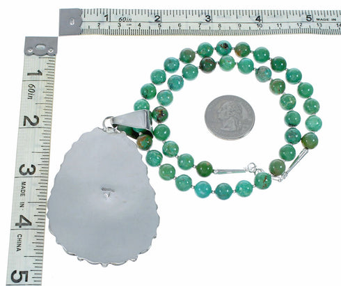 Native American Navajo Kingman Turquoise Sterling Silver Necklace NX12609