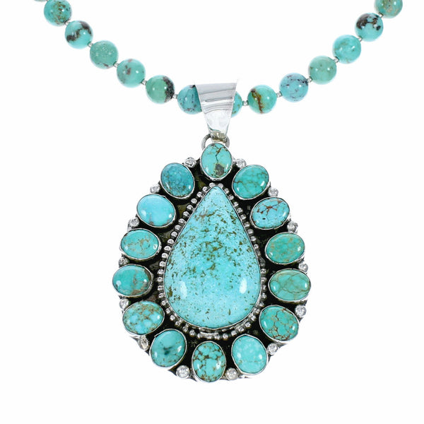 Navajo High Quality Turquoise Sterling Silver Necklace NX12608