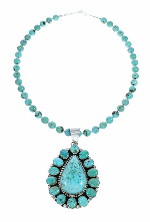 Navajo High Quality Turquoise Sterling Silver Necklace NX12608