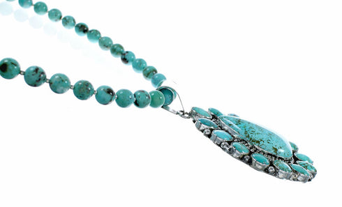 Navajo High Quality Turquoise Sterling Silver Necklace NX12608