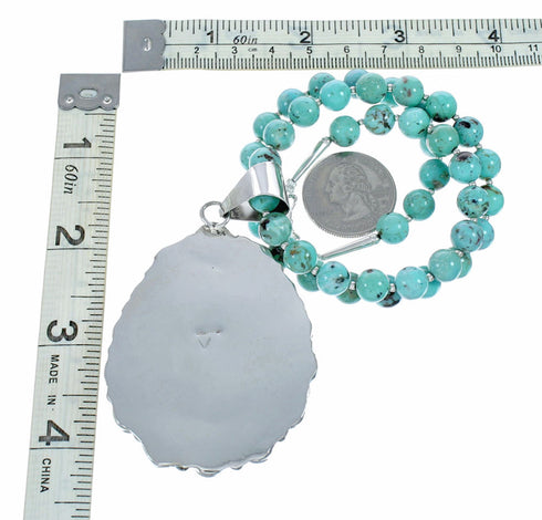 Navajo High Quality Turquoise Sterling Silver Necklace NX12608