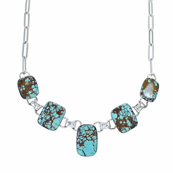 Navajo Sterling Silver Turquoise Link Necklace NX12613