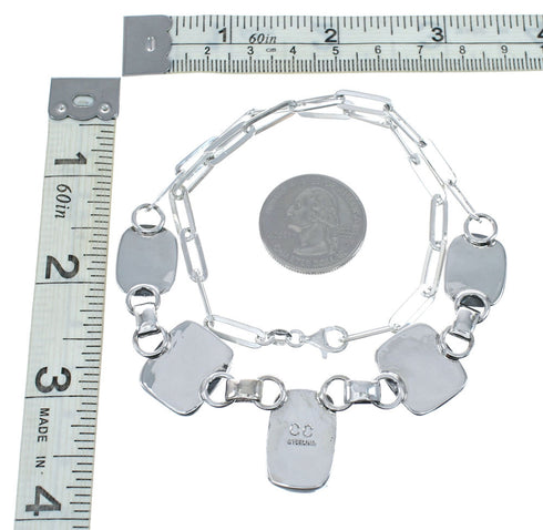 Navajo Sterling Silver Turquoise Link Necklace NX12613