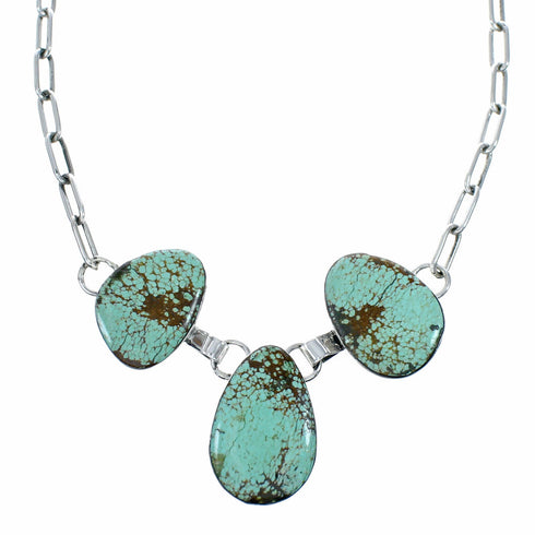 Authentic Navajo Sterling Silver Turquoise Link Necklace NX12611