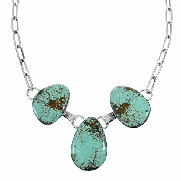 Authentic Navajo Sterling Silver Turquoise Link Necklace NX12611