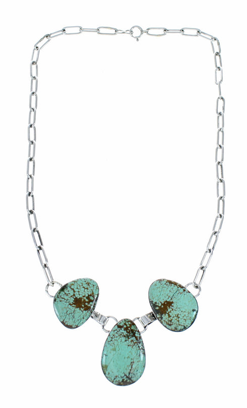 Authentic Navajo Sterling Silver Turquoise Link Necklace NX12611