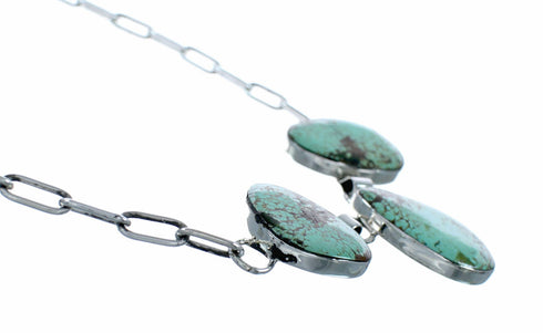 Authentic Navajo Sterling Silver Turquoise Link Necklace NX12611