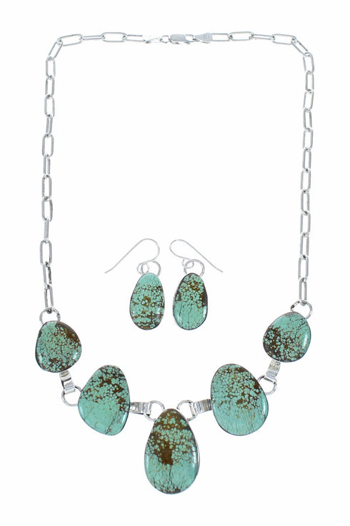 Navajo Sterling Silver Turquoise Link Necklace Earrings Set NX12612
