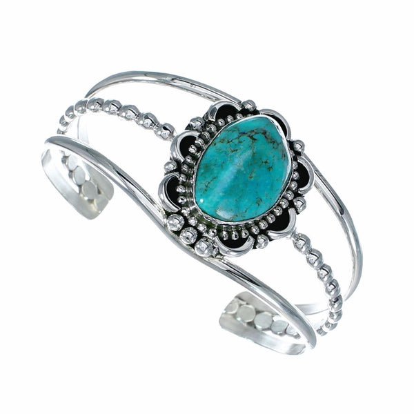 American Indian Navajo Turquoise Sterling Silver Cuff Bracelet NX12602