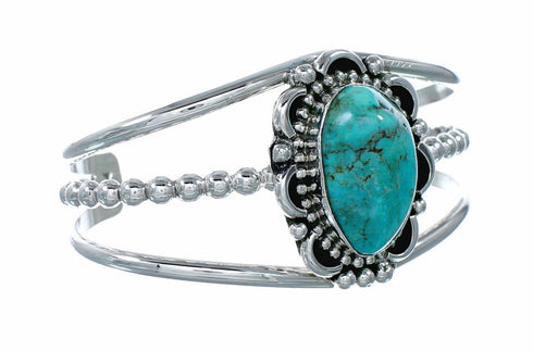 American Indian Navajo Turquoise Sterling Silver Cuff Bracelet NX12602