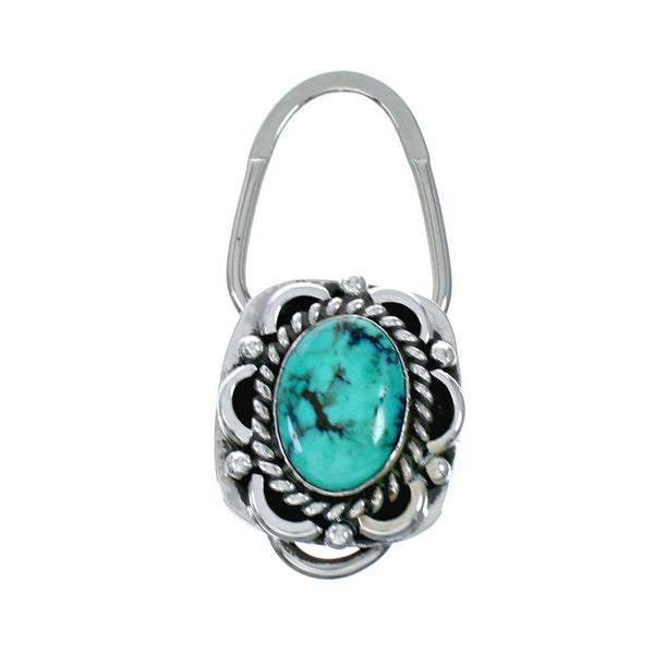 Native American Authentic Sterling Silver Turquoise Key Chain NX12610