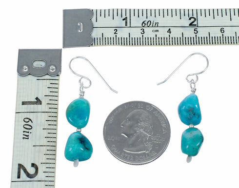 Authentic Navajo Turquoise Sterling Silver Hook Earrings NX12605