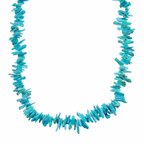 Kingman Navajo Turquoise Sterling Silver Bead Necklace NX12637
