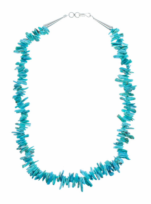Kingman Navajo Turquoise Sterling Silver Bead Necklace NX12637