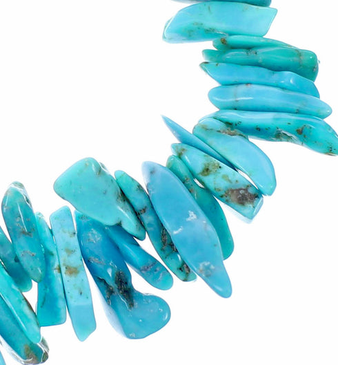 Kingman Navajo Turquoise Sterling Silver Bead Necklace NX12637