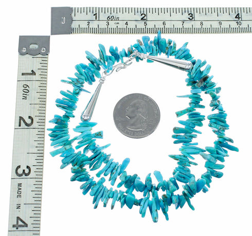Kingman Navajo Turquoise Sterling Silver Bead Necklace NX12637