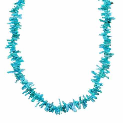 Navajo Kingman Turquoise Sterling Silver Bead Necklace NX12638