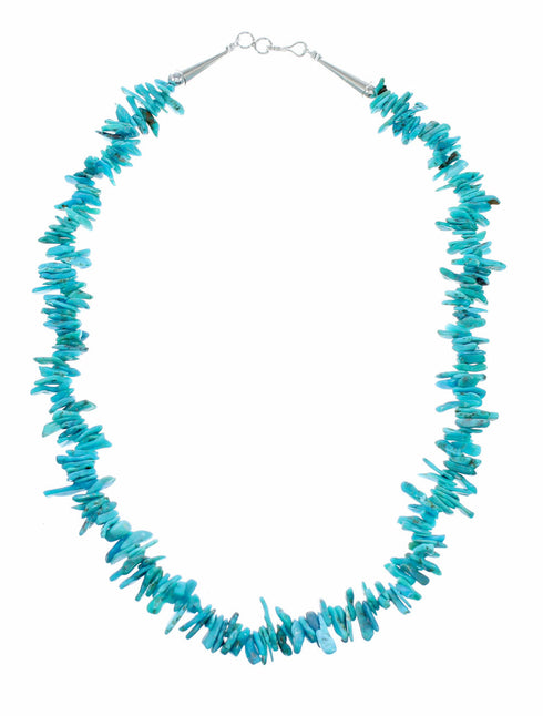 Navajo Kingman Turquoise Sterling Silver Bead Necklace NX12638