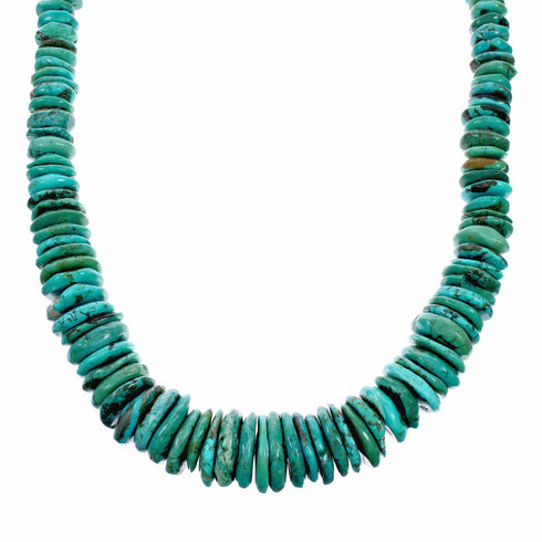 Native American Sterling Silver Turquoise Bead Necklace NX12629