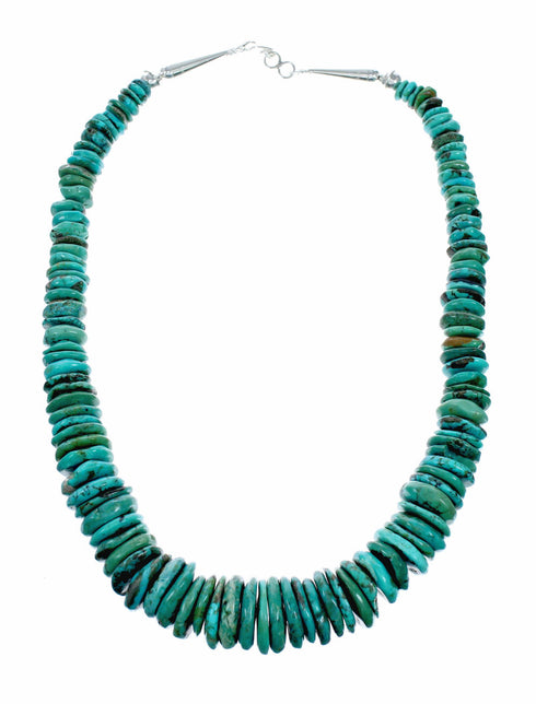 Native American Sterling Silver Turquoise Bead Necklace NX12629