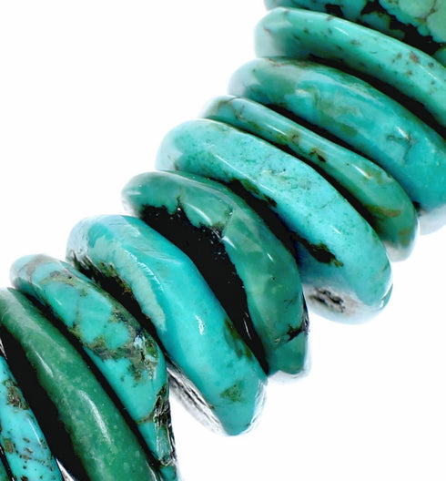 Native American Sterling Silver Turquoise Bead Necklace NX12629