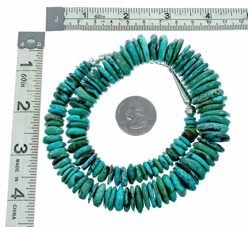 Native American Sterling Silver Turquoise Bead Necklace NX12629
