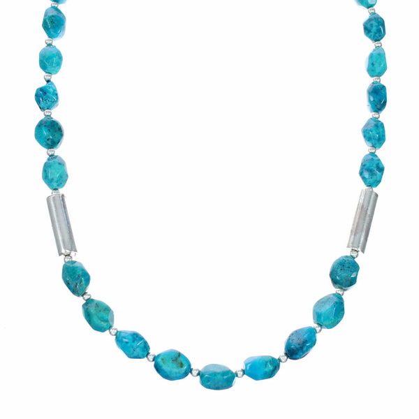 Sterling Silver Navajo Turquoise Bead Necklace NX12639