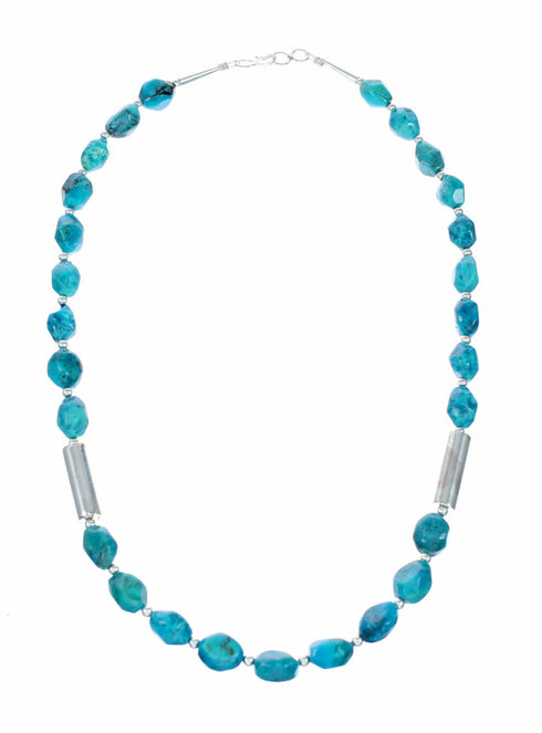 Sterling Silver Navajo Turquoise Bead Necklace NX12639