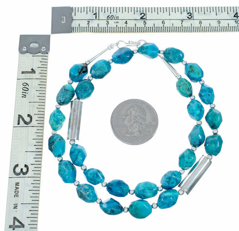 Sterling Silver Navajo Turquoise Bead Necklace NX12639