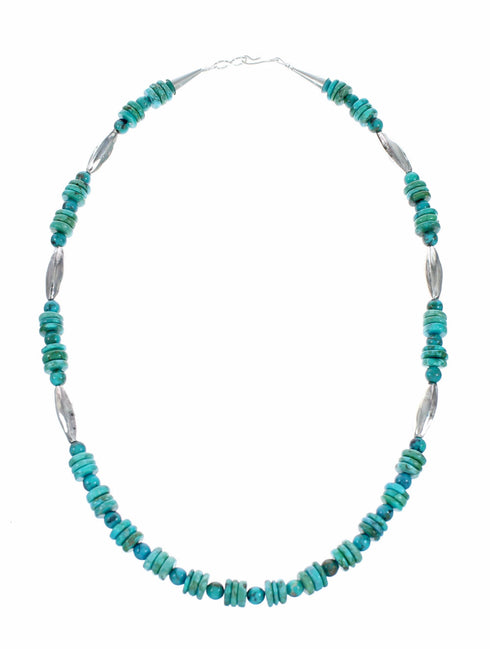 Navajo Turquoise Sterling Silver Bead Necklace NX12632