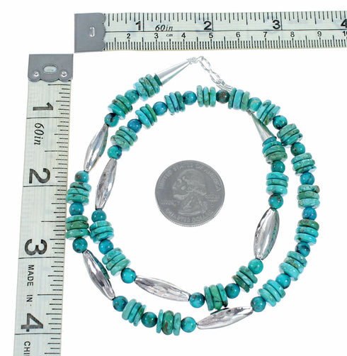 Navajo Turquoise Sterling Silver Bead Necklace NX12632