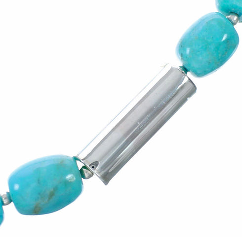 Native American Turquoise Sterling Silver Navajo Bead Necklace NX12635