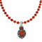 Navajo Coral Bead Sterling Silver Necklace Pendant Set NX12642
