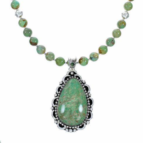Native American Navajo Kingman Turquoise Sterling Silver Necklace NX12643