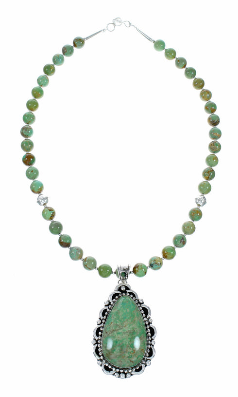 Native American Navajo Kingman Turquoise Sterling Silver Necklace NX12643