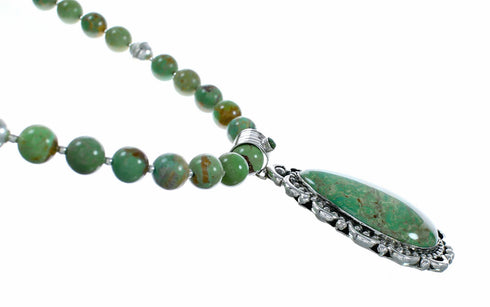 Native American Navajo Kingman Turquoise Sterling Silver Necklace NX12643